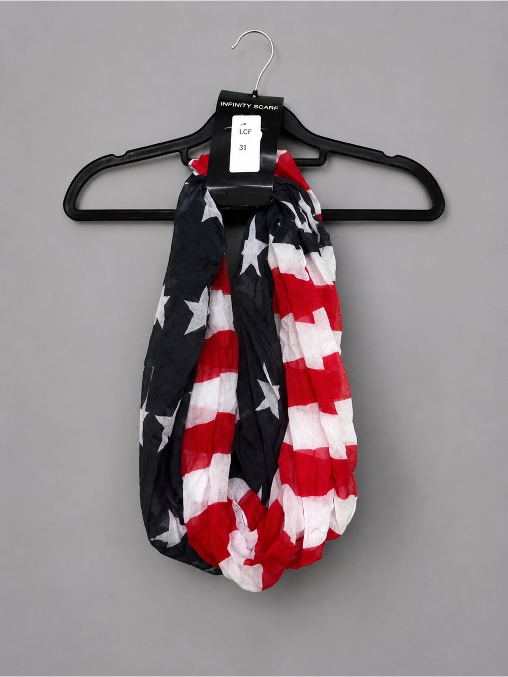 Infinity Raine American Flag Infinity Scarf in Red, White & Blue